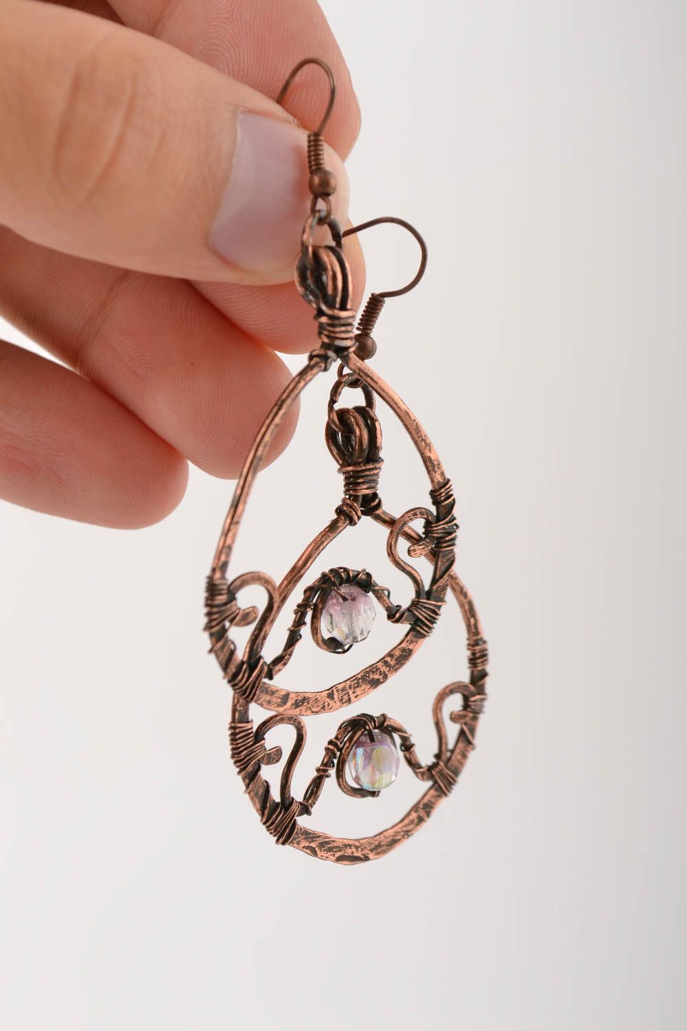 Handmade earrings copper accessory gift ideas unusual earrings for girl photo 5