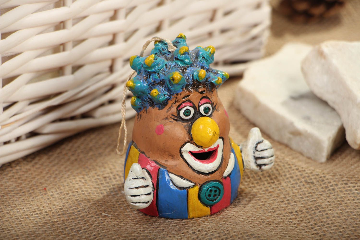 Unusual ceramic bell with painting Clown photo 5