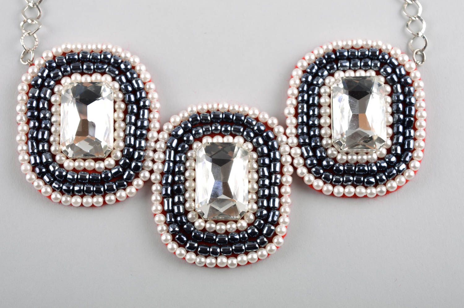 Glas Schmuck handmade Rocailles Kette Künstler Frauen Accessoire aus Glasperlen foto 3