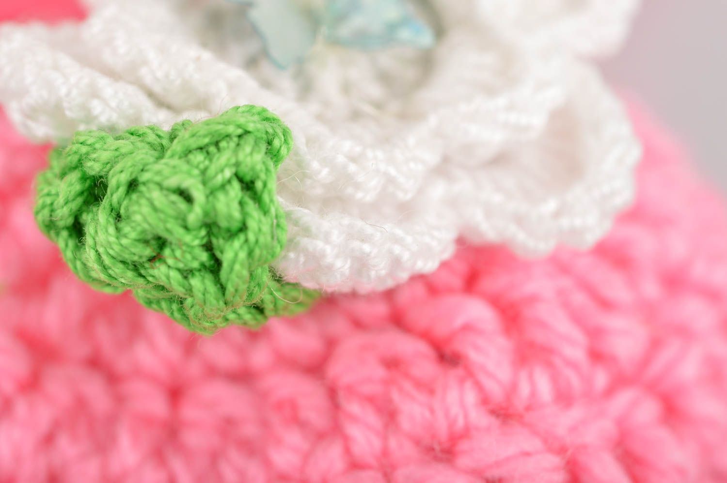Chaussons de bébé tricotés en coton au crochet faits main roses pour fille photo 4