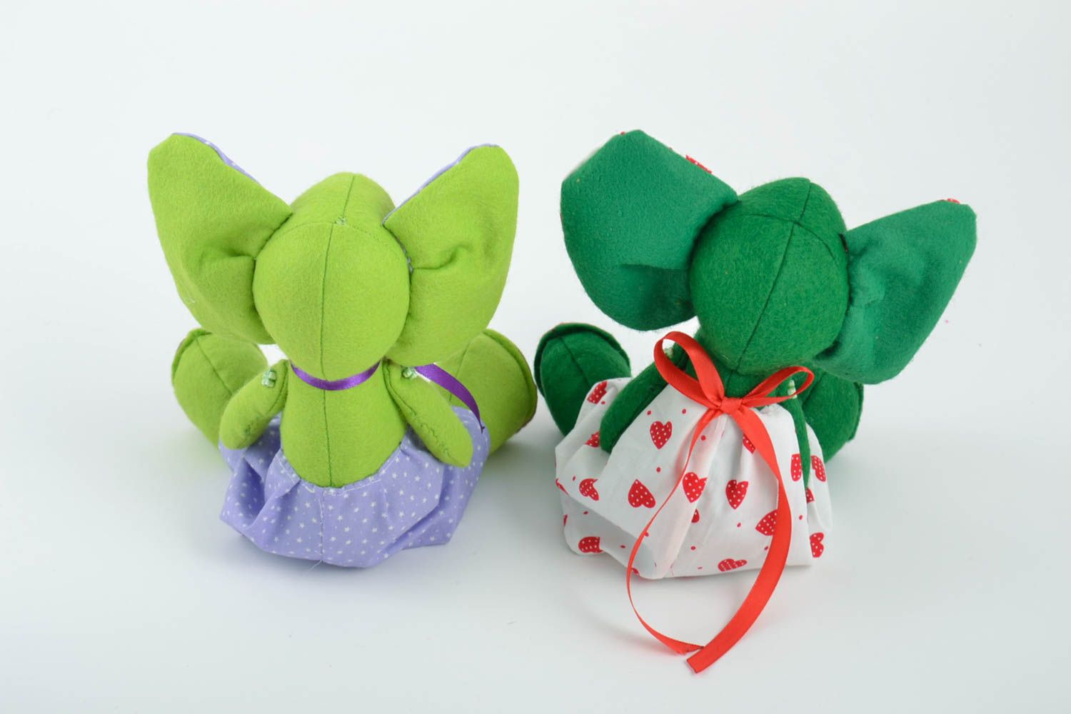 Мягкие игрушки ручной работы слоники из фетра набор 2 штуки зеленый и салатовый фото 2