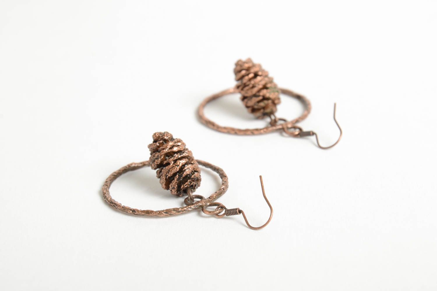 Stylish handmade copper earrings unusual metal earrings fashion accessories photo 3