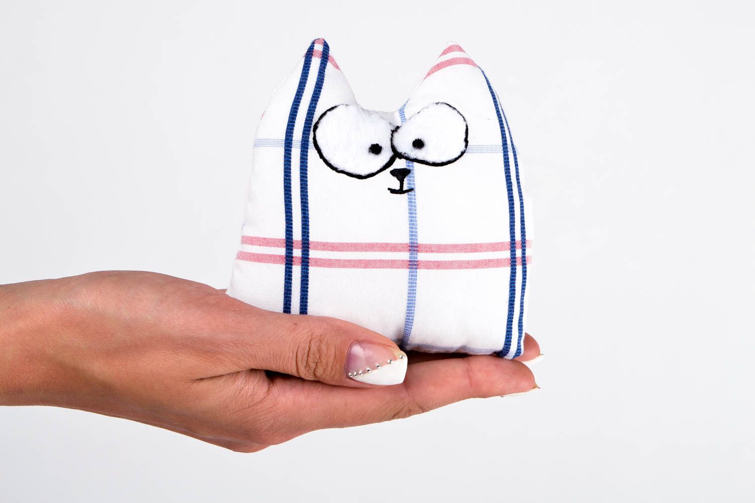 Juguete artesanal muñeco de trapo peluche original para niños Gato blanco foto 1