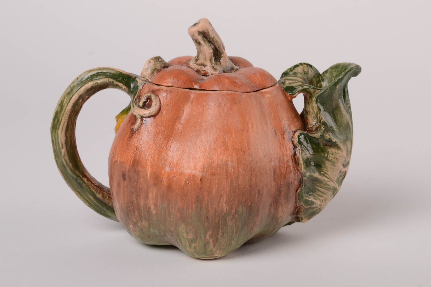 Unusual handmade clay teapot glazed ceramic teapot kitchen supplies home goods photo 1