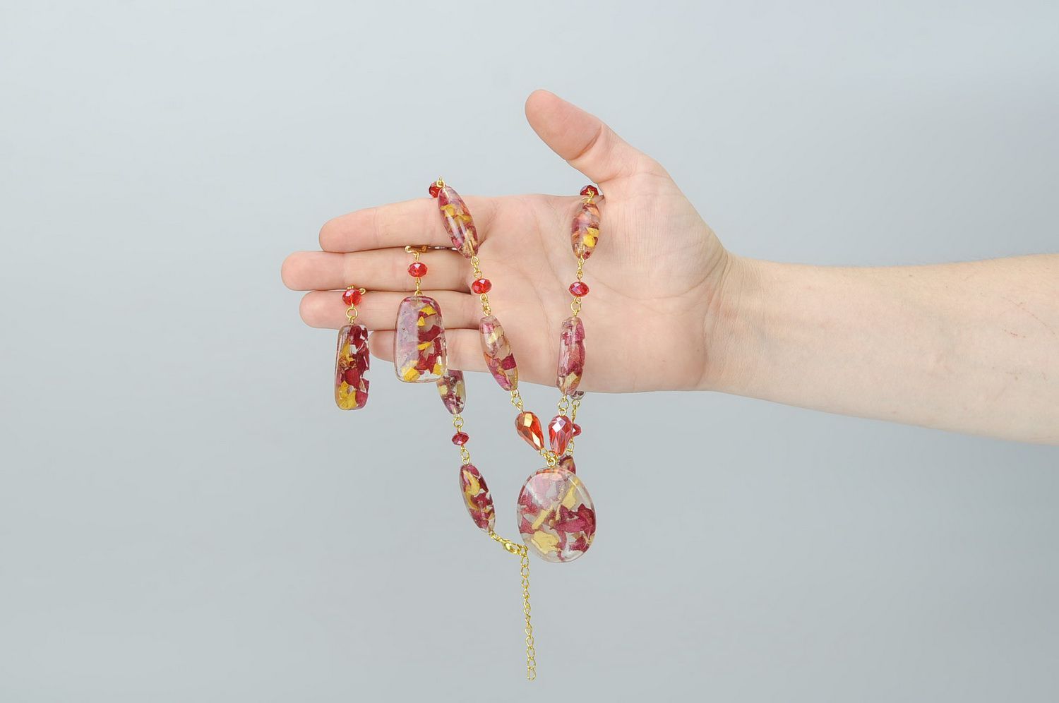 Set de joyas: pendientes colgante Viento rosado foto 5