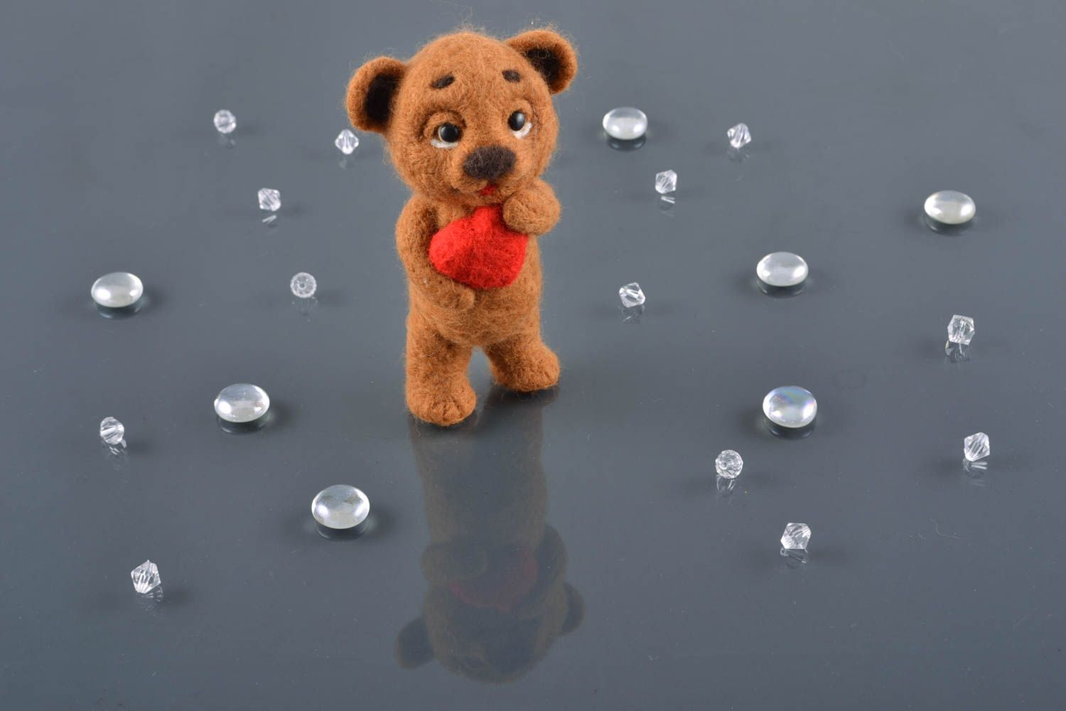 Handmade felted figurine of bear photo 1