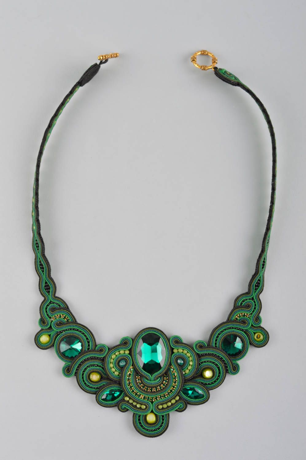 Beautiful handmade soutache necklace gemstone necklace beaded necklace photo 5