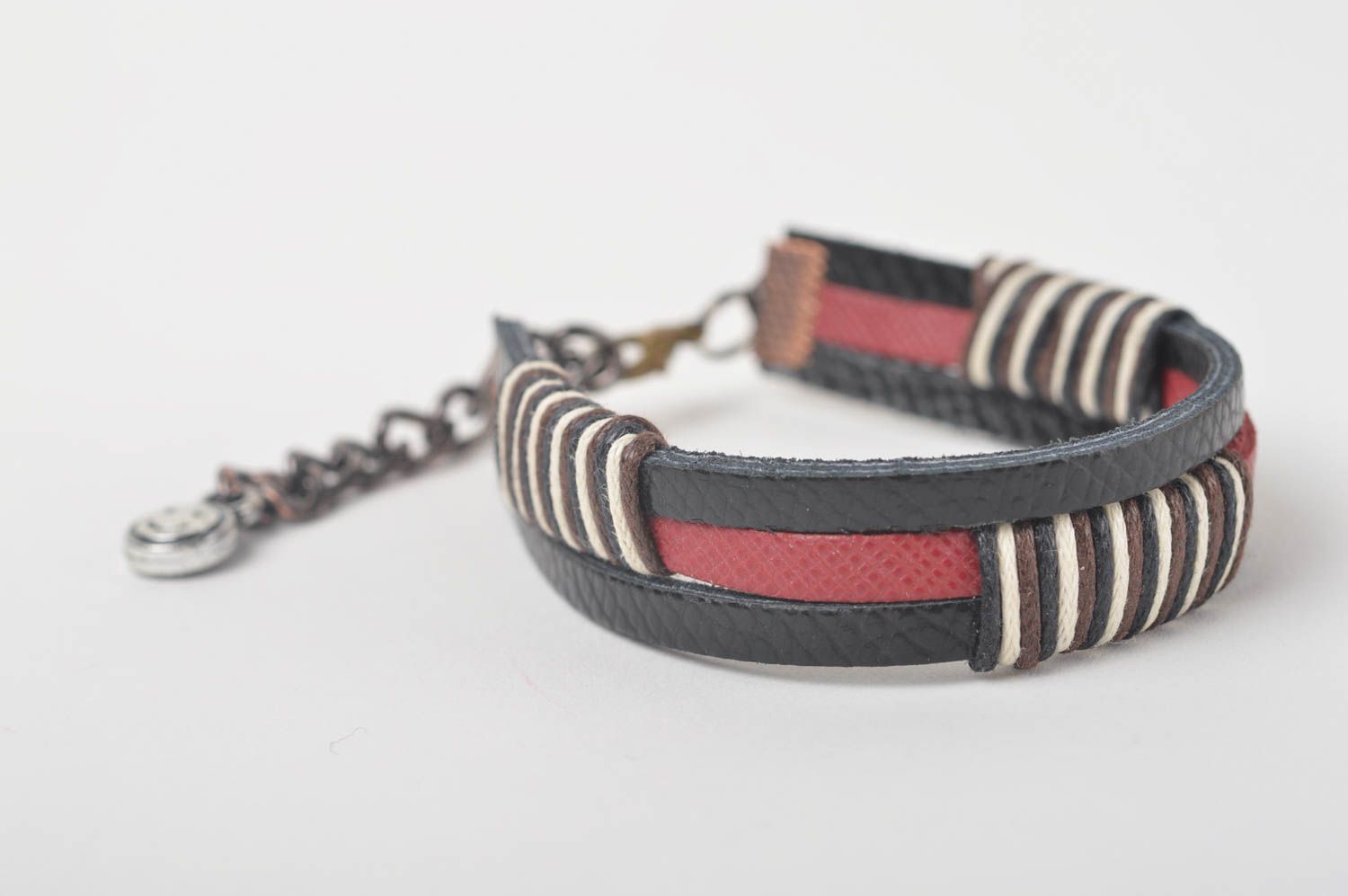 Unusual handmade leather bracelet unisex bracelet fashion accessories gift ideas photo 2