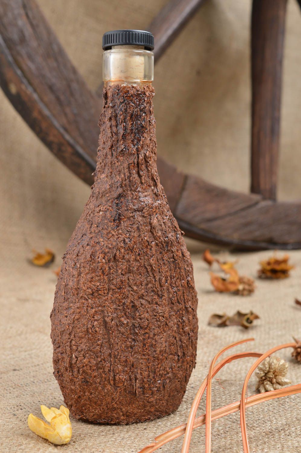 Beautiful handmade glass bottle wine bottle design 250 ml contemporary art photo 1