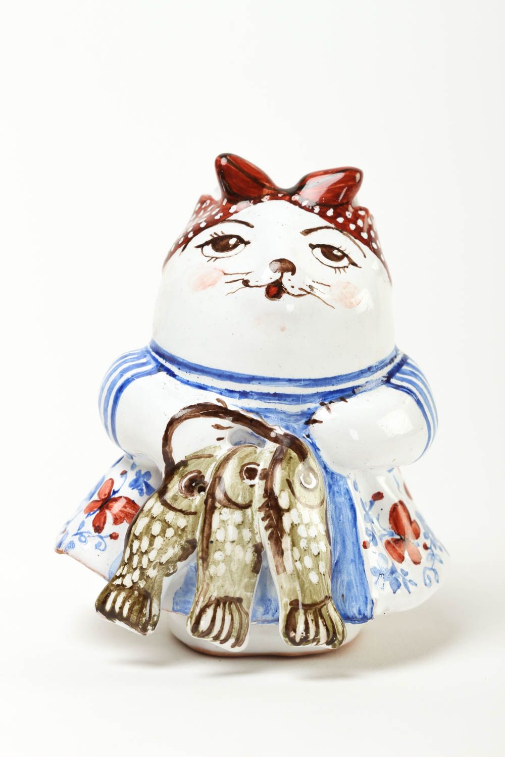 Handmade Deko Dekofigur Katze ausgefallenes Geschenk Figur aus Ton hübsch foto 2