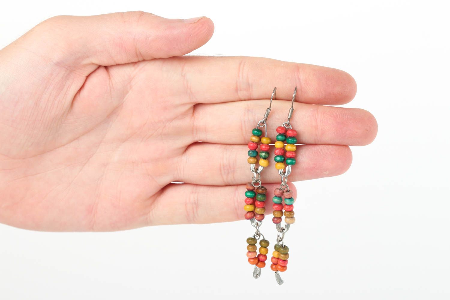 Handmade wooden earrings with charms colorful earrings long earrings gift photo 5