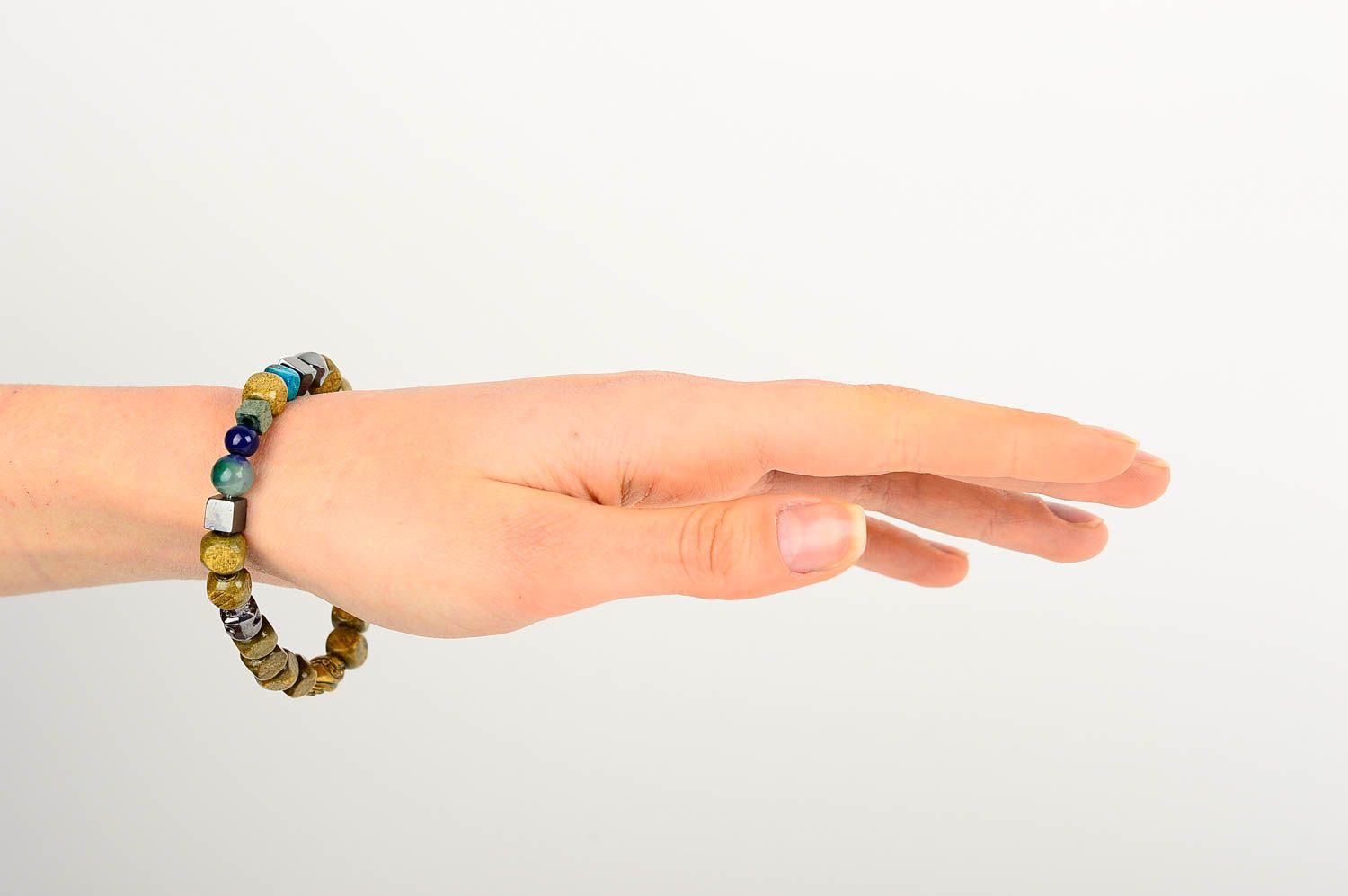 Holzperlen Armband handgefertigt Modeschmuck Armband Designer Schmuck stilvoll foto 2
