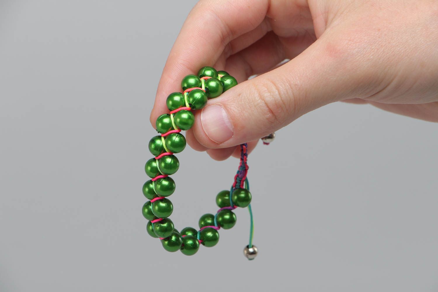 Bracelet en perles fantaisie fait main vert tressé beau bijou pour femme photo 5