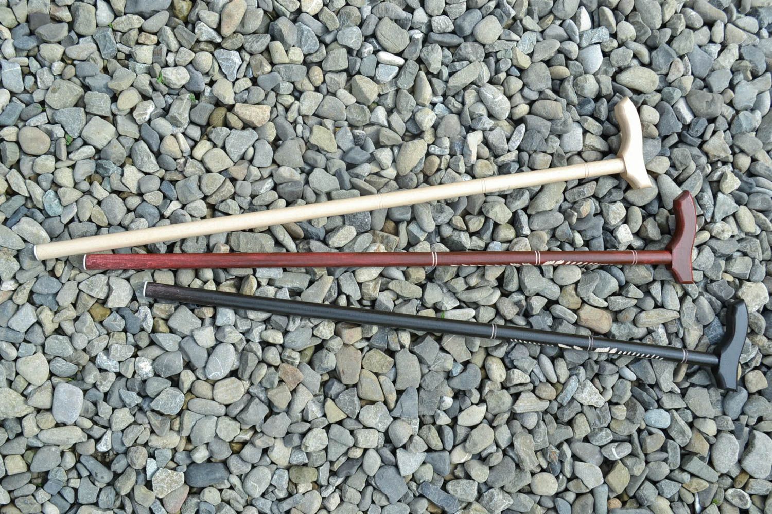 Set of wooden walking sticks set of 3 pieces handmade beautiful designer canes photo 1