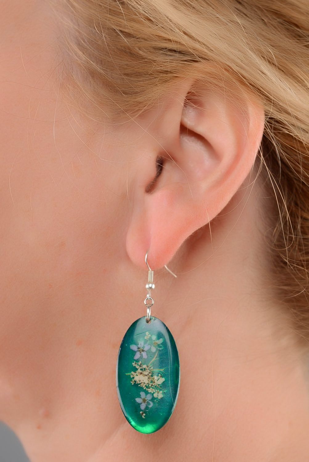 Handmade Ohrringe mit getrockneten Blumen foto 3