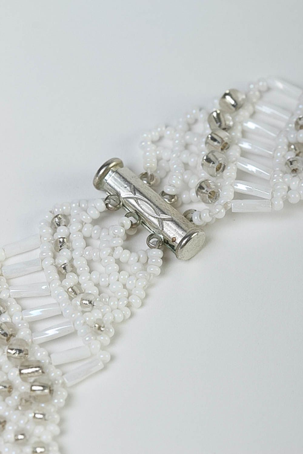 Damen Halskette in Weiß Schmuck Collier aus Glasperlen Geschenk für Frauen foto 3