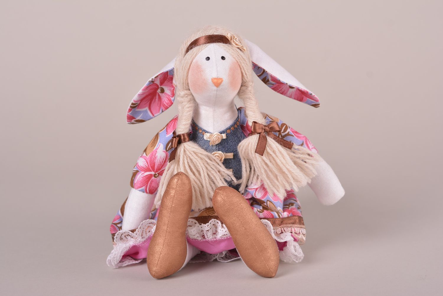 Stylish designer soft toy fashionable unusual accessories lovely handmade hare photo 1