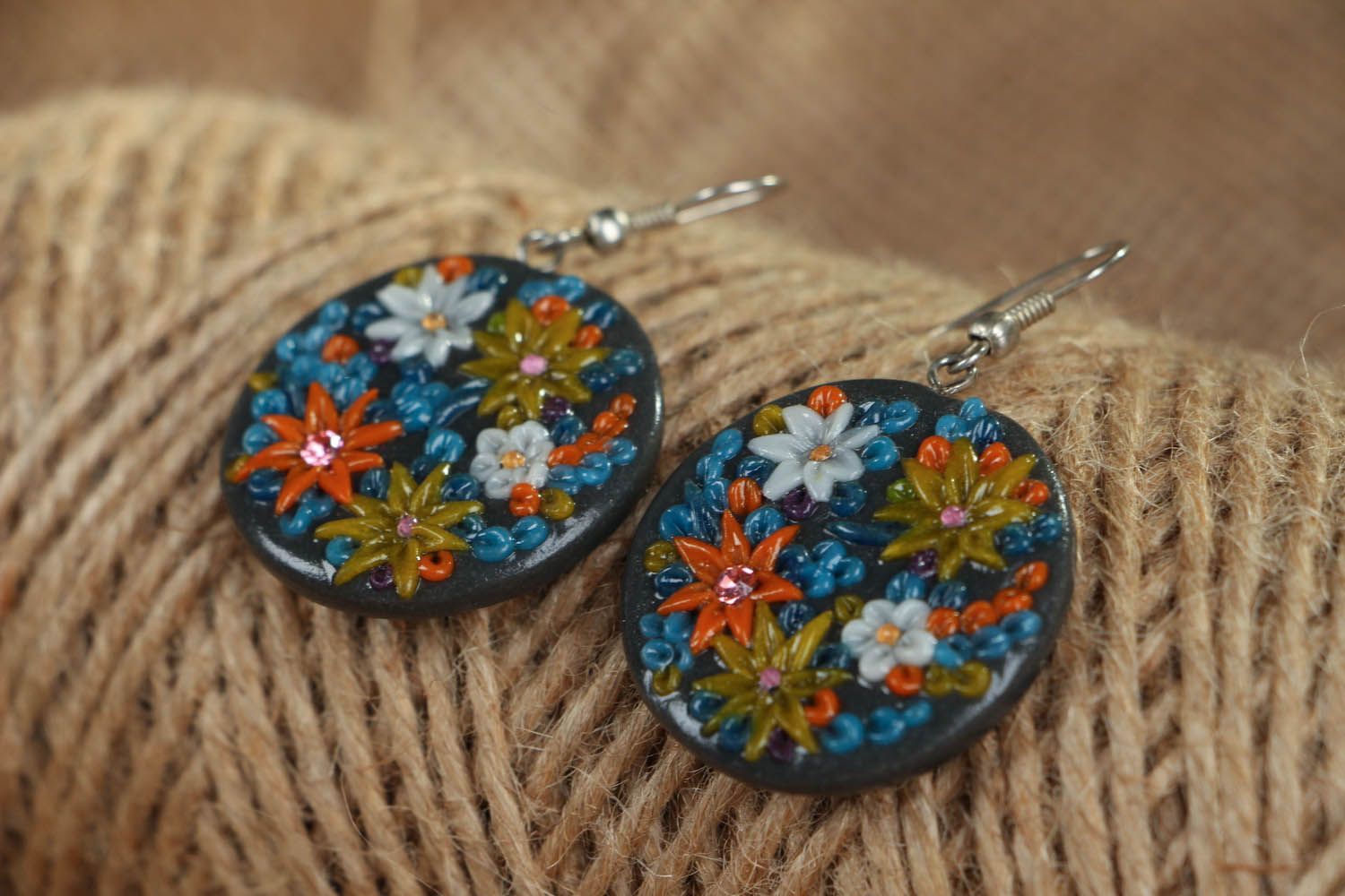 Polymer clay earrings Bouquet photo 3