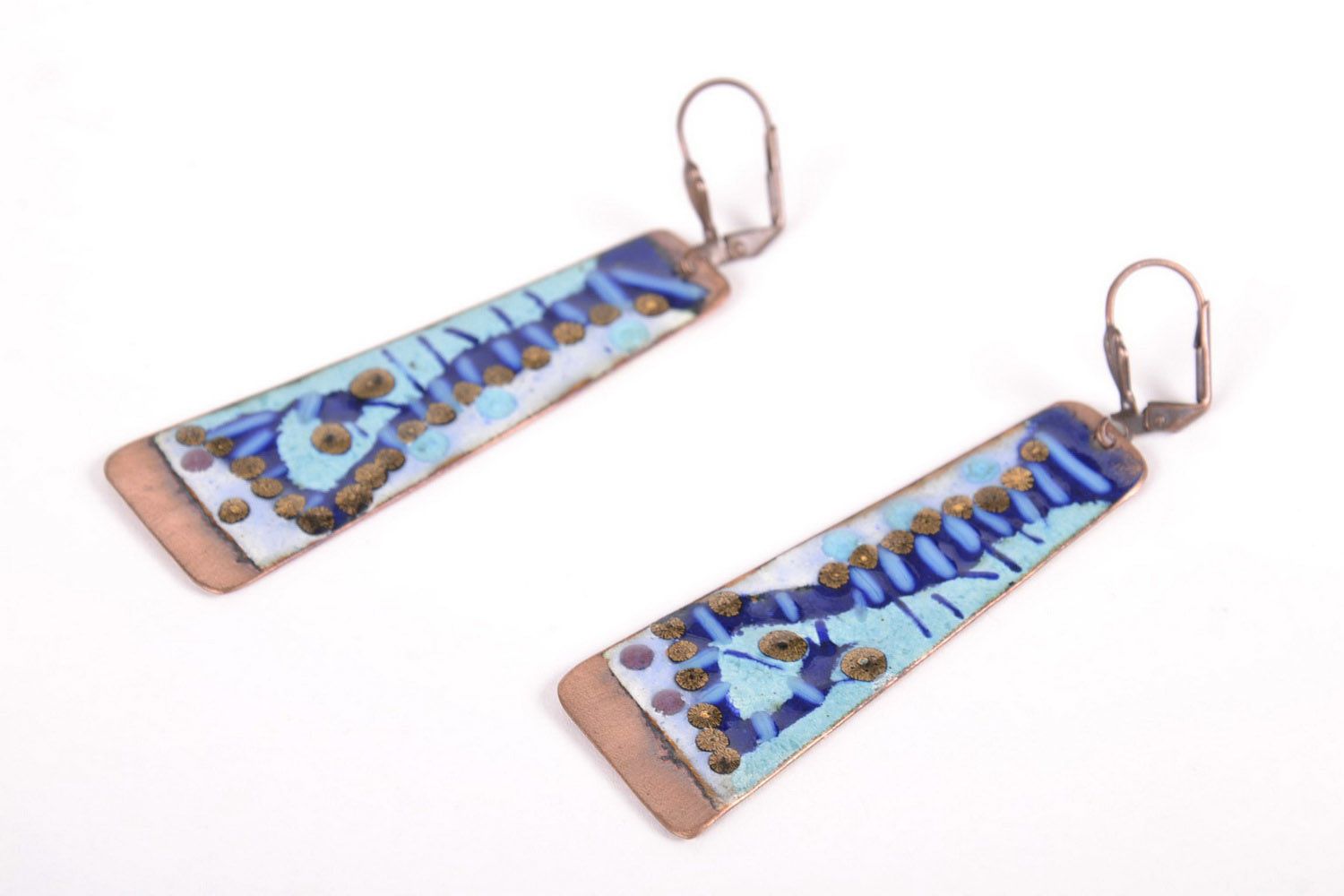 Long earrings made ​​of copper photo 1