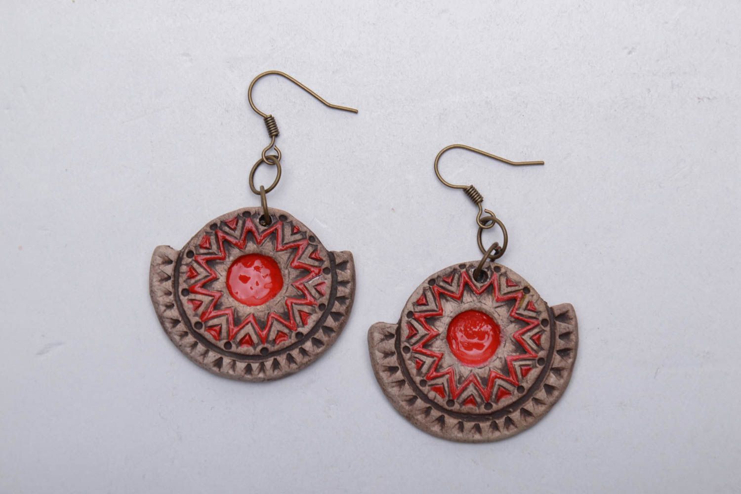 Ceramic earrings with charms photo 3
