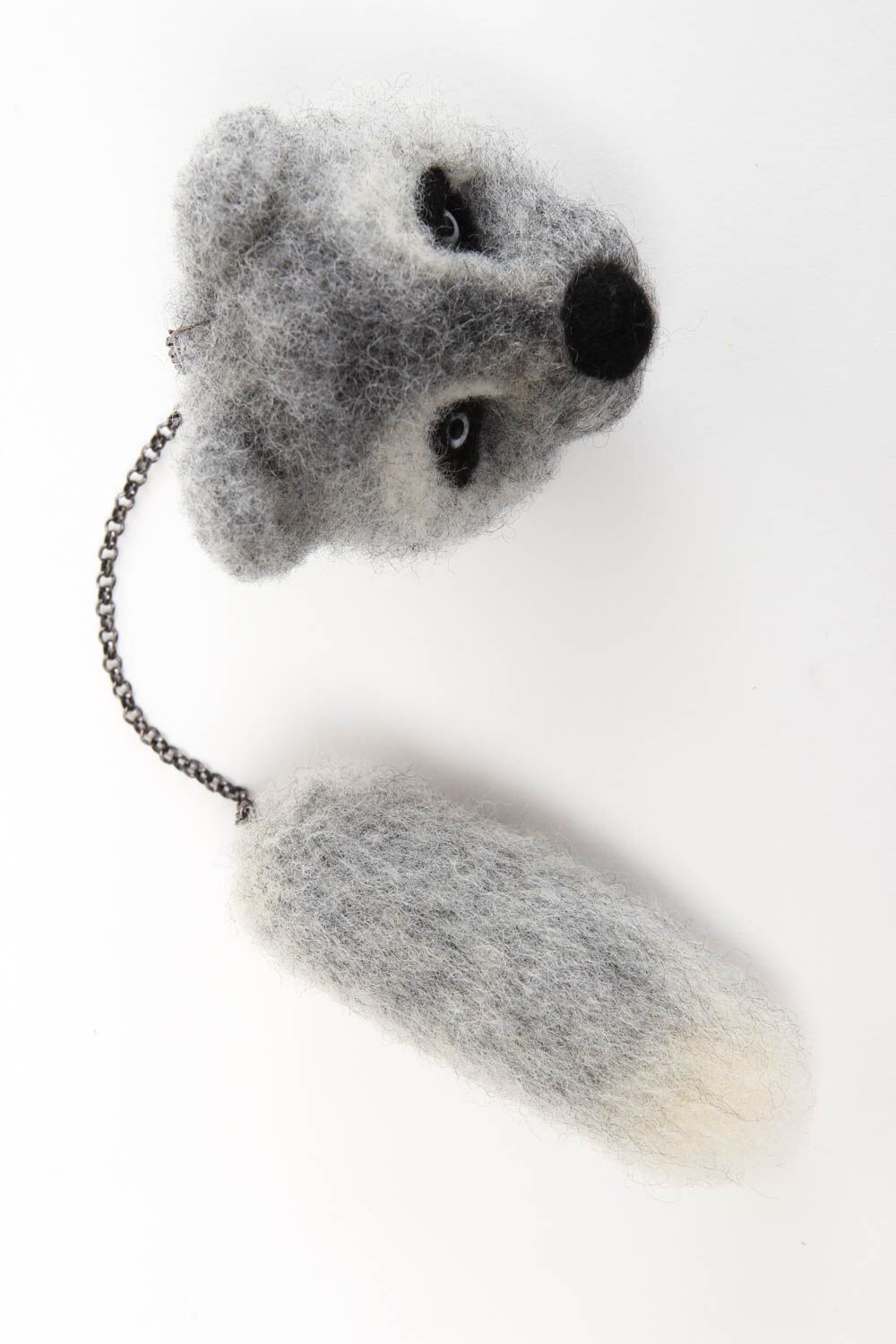 Jouet loup en laine feutrée Peluche faite main grise Décoration d'intérieur photo 2