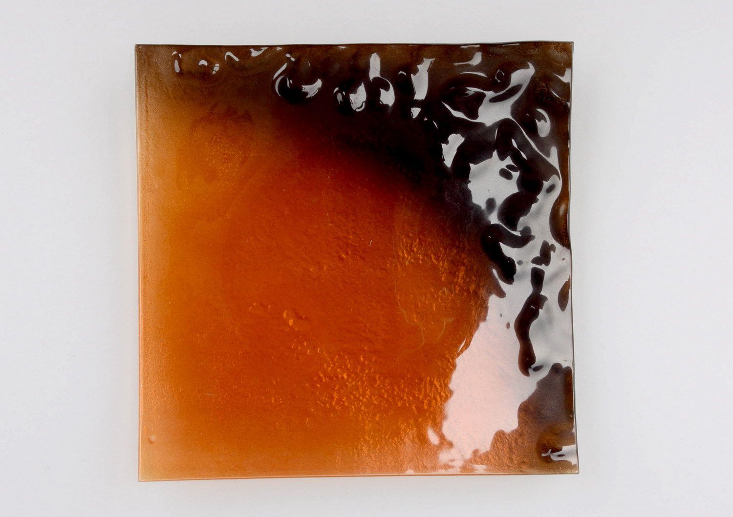 Fused glass plate Brown relief photo 4