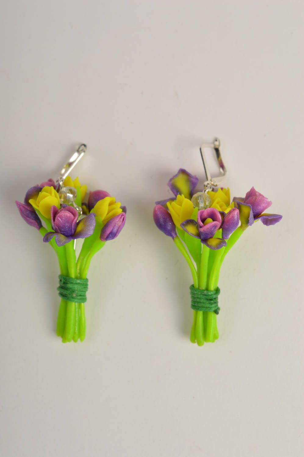 Boucles d'oreilles fleurs Bijou fait main en pâte polymère design Cadeau femme photo 3