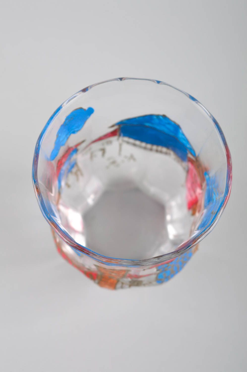 Verre à eau fait main Vaisselle en verre Déco cuisine avec peinture design photo 4