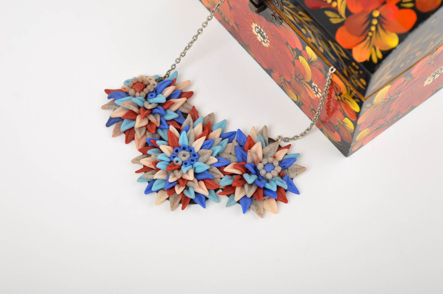 Flower necklace handmade plastic jewelry for women flower pendant for girls photo 1