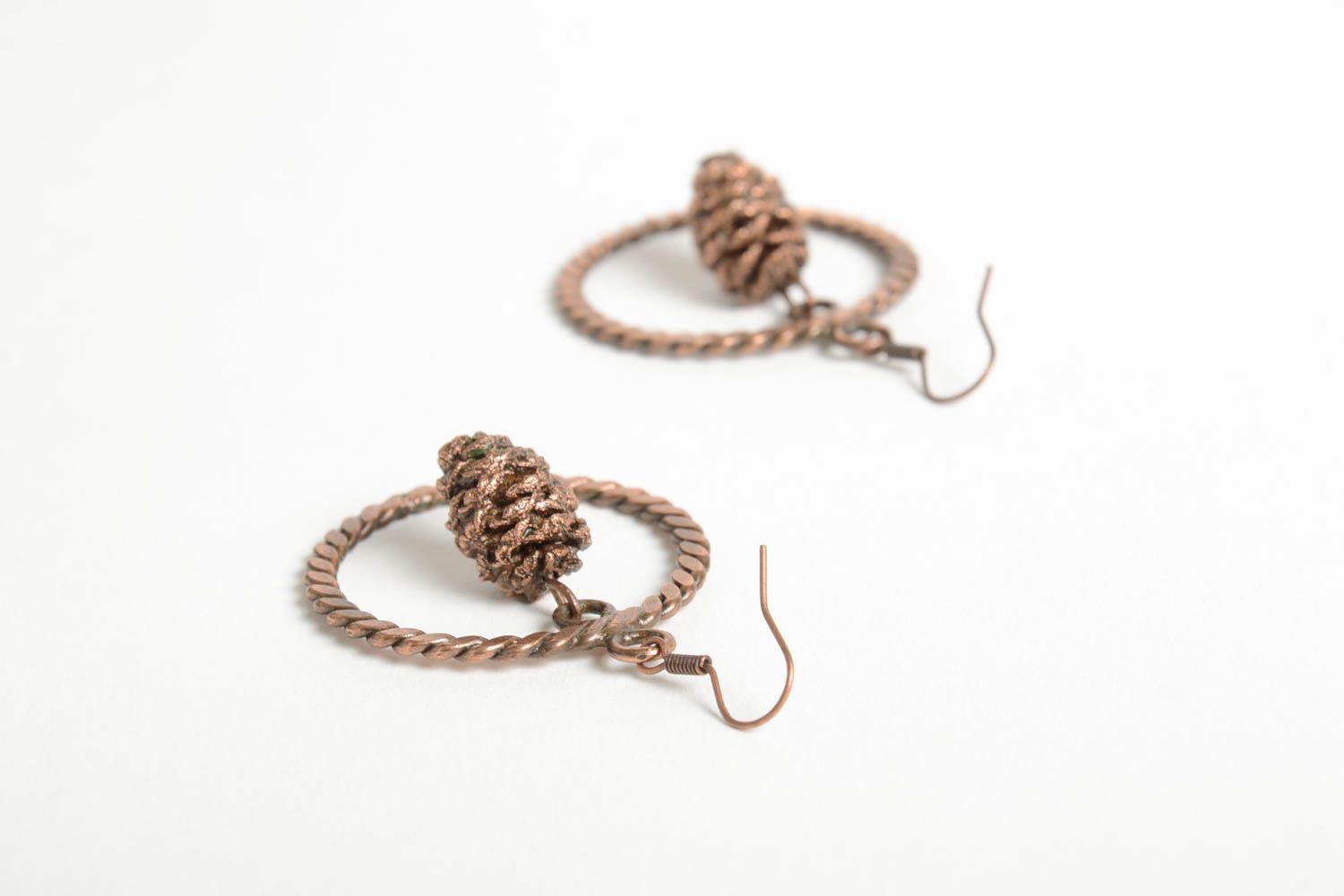 Unusual handmade metal earrings stylish copper earrings accessories for girls photo 3