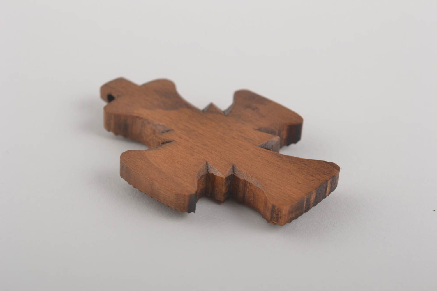 Cruz de madera peral hecha a mano bisutería original regalo personalizado foto 4