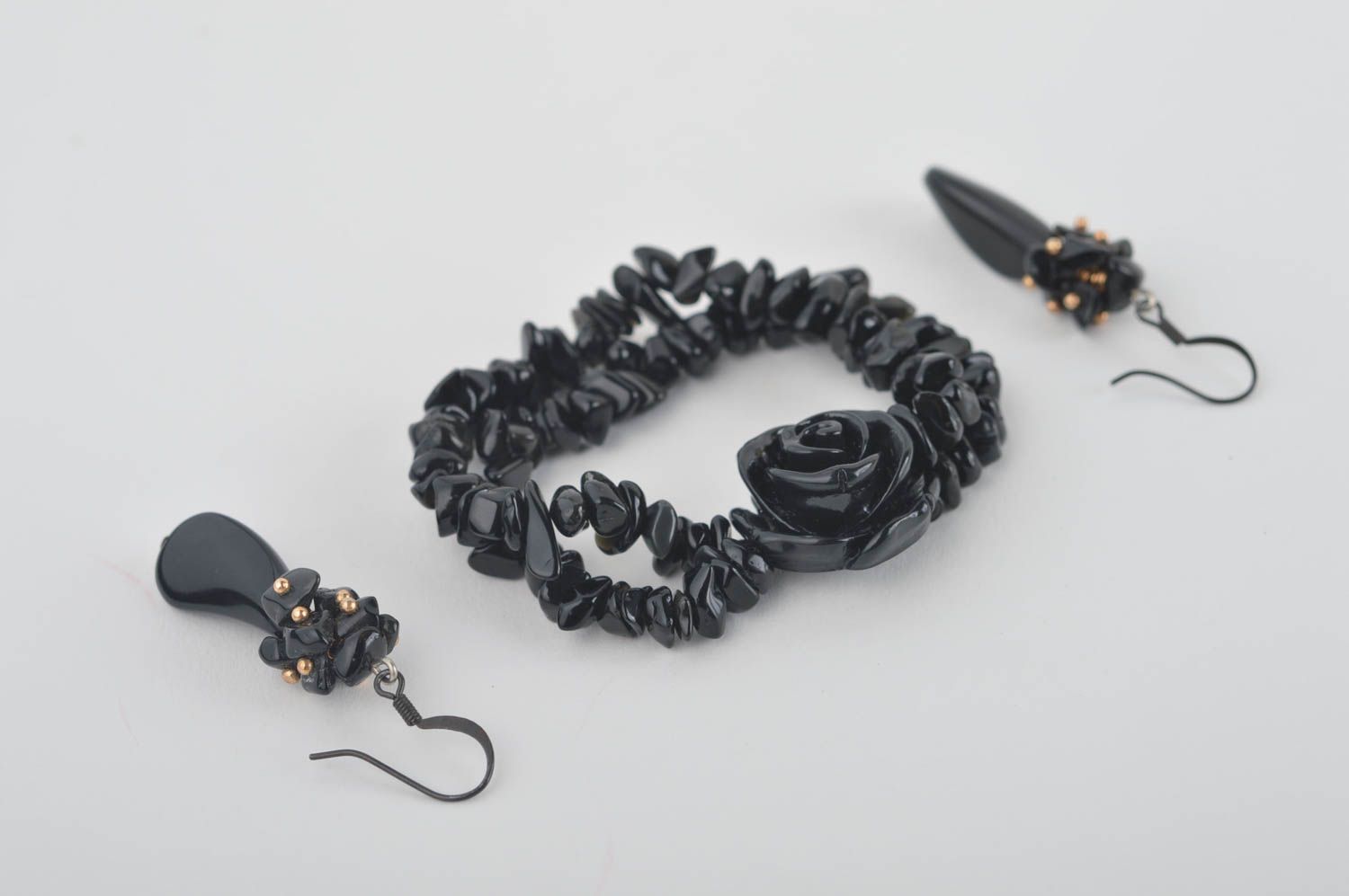 Unusual handmade beaded earrings beaded bracelet cool jewelry set designs photo 3