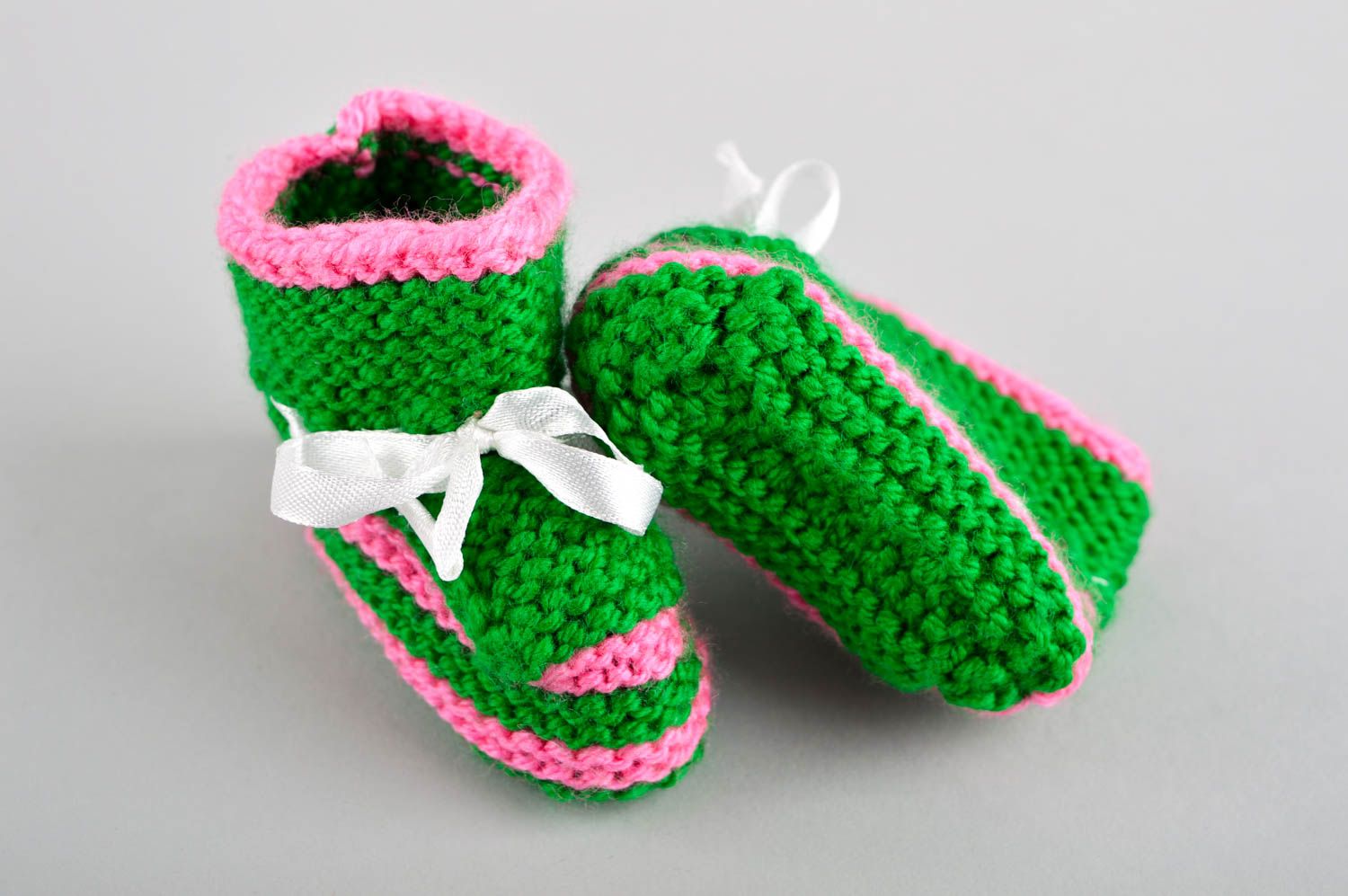Пинетки для новорожденных хэнд мэйд вязаные пинетки зеленые детские пинетки фото 4
