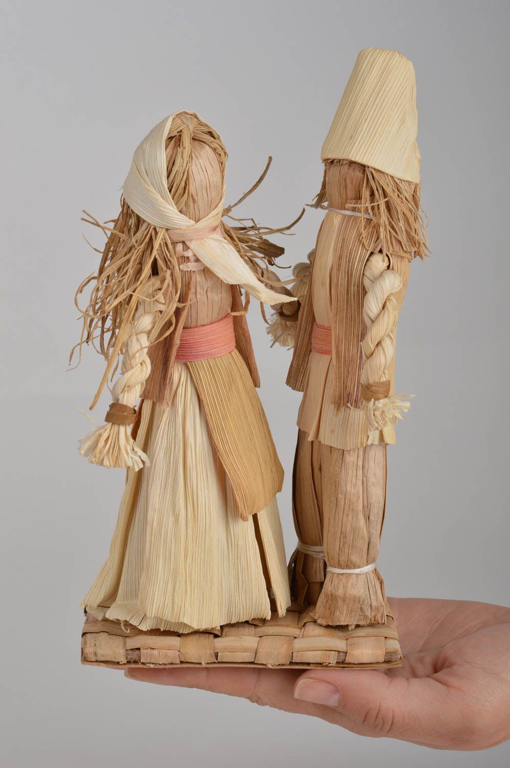 Set of 2 handmade woven interior figurines charm dolls eco decor Newlyweds photo 2