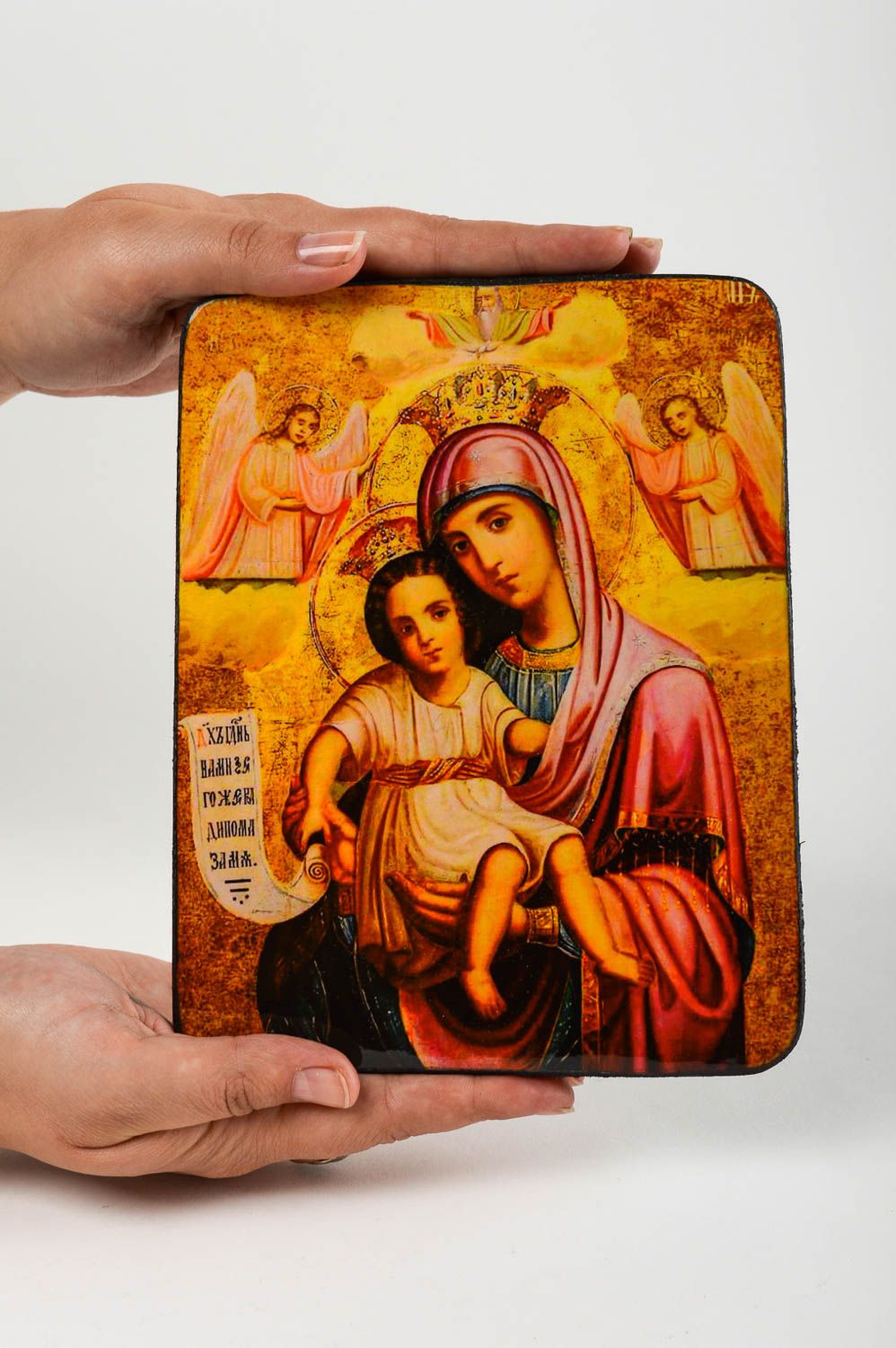 Икона ручной работы икона Богоматери Достойно есть православная икона красивая фото 5
