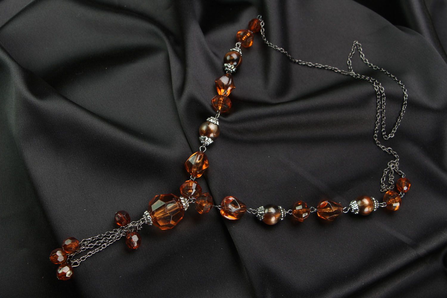 Handmade beaded necklace on a chain photo 1