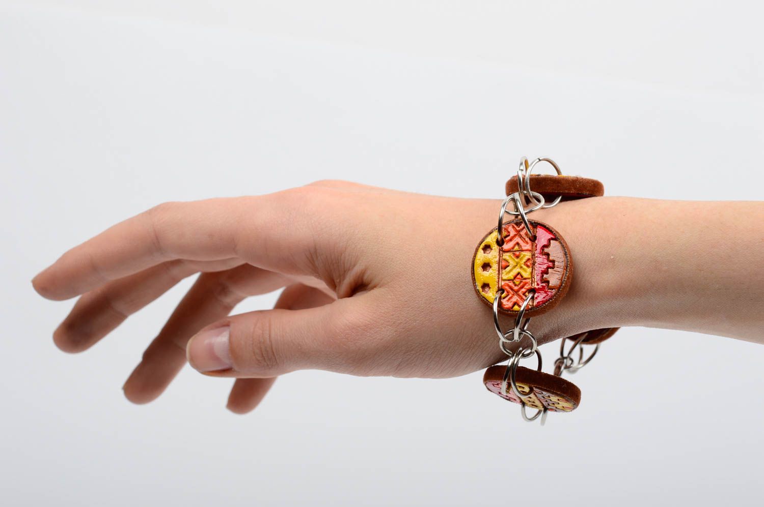 Bracelet céramique Bijoux fait main peint à l'acrylique Accessoire femme photo 5