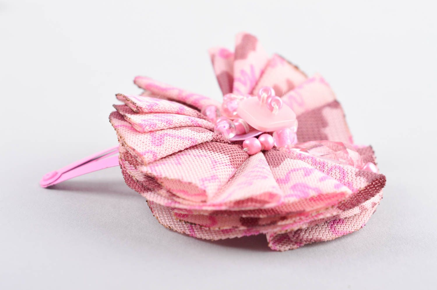Украшение ручной работы заколка с цветком модная бижутерия розовая воздушная фото 8