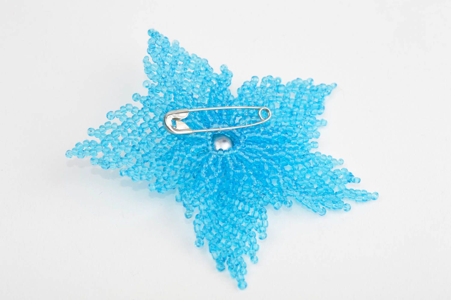 Handmade Brosche für Kleid Designer Accessoire ausgefallener Schmuck Blume blau foto 3