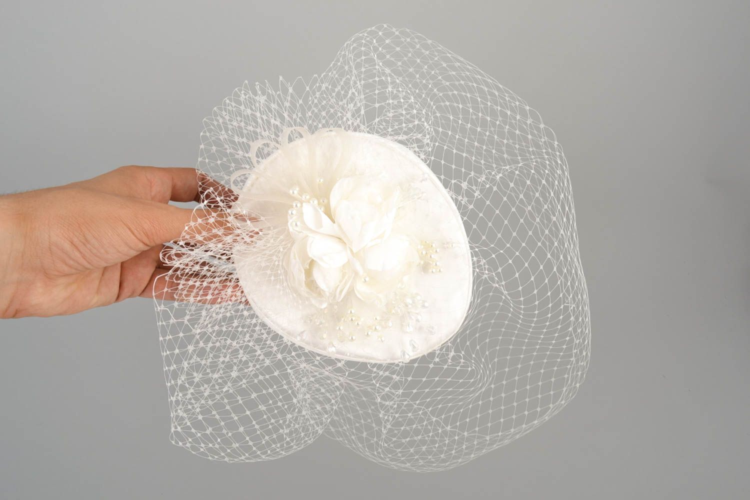 Свадебная шляпка ручной работы свадебное украшение кремовое свадебный аксессуар  фото 5