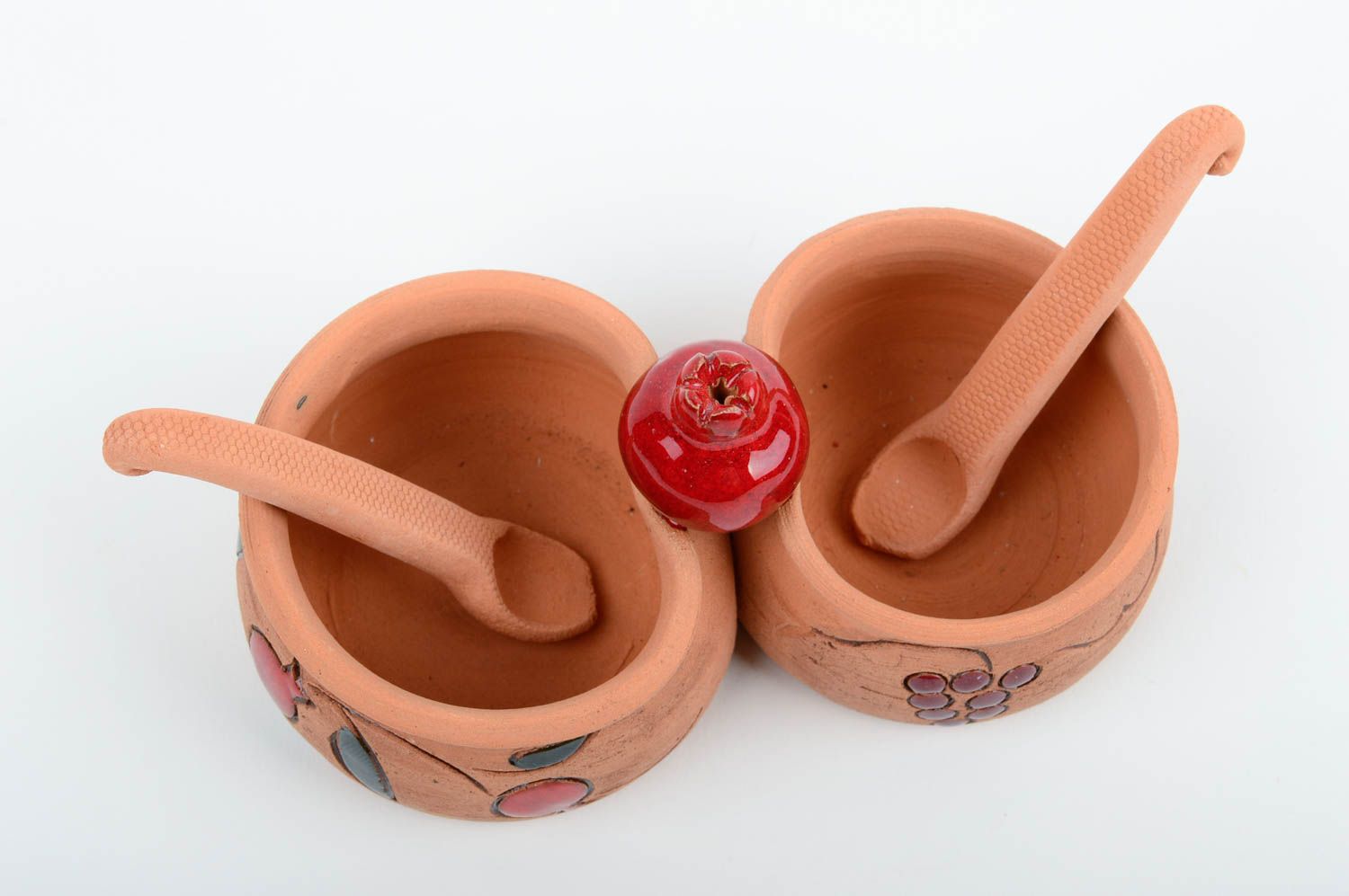 Pots à épices faits main Vaisselle céramique avec cuillères 2 pcs Cadeau femme photo 3