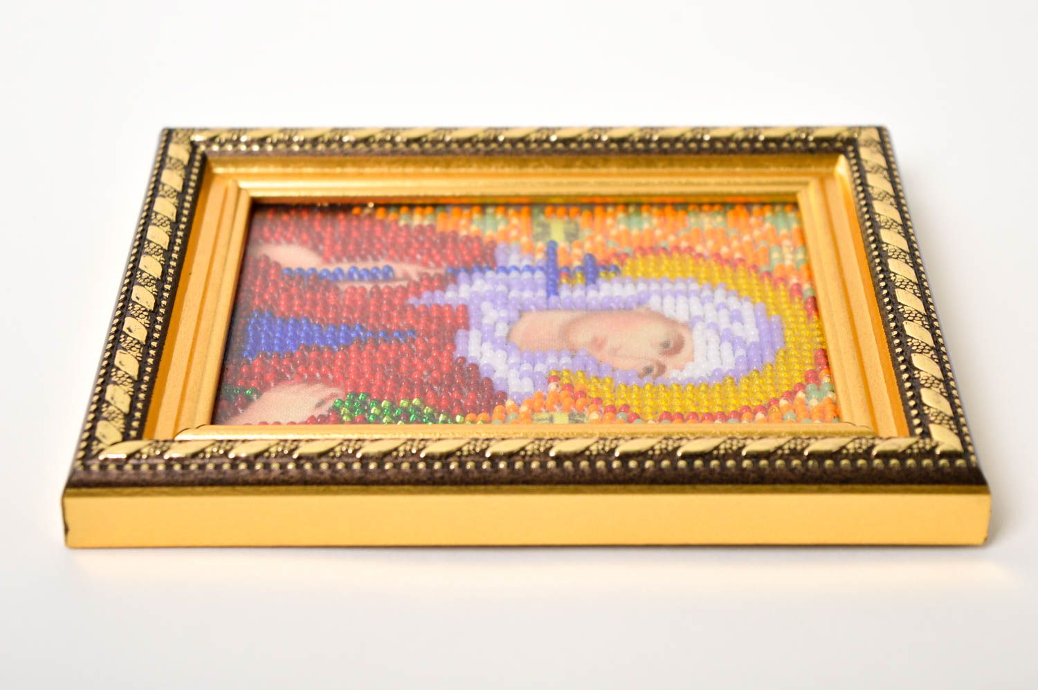 Icono ortodoxo hecho a mano cuadro religioso de abalorios regalo para mujer foto 3