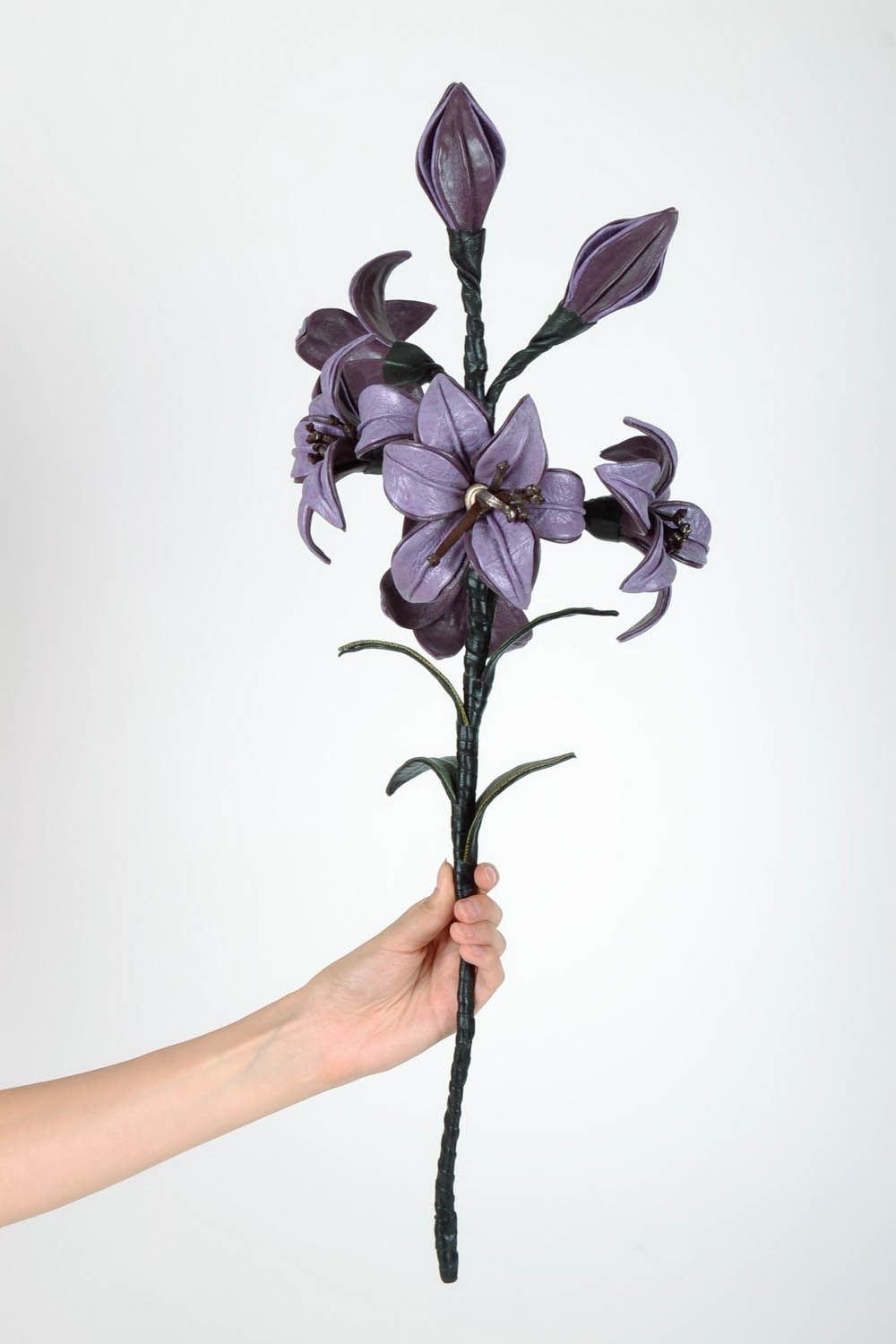 Fleur décorative en cuir naturel faite main photo 5