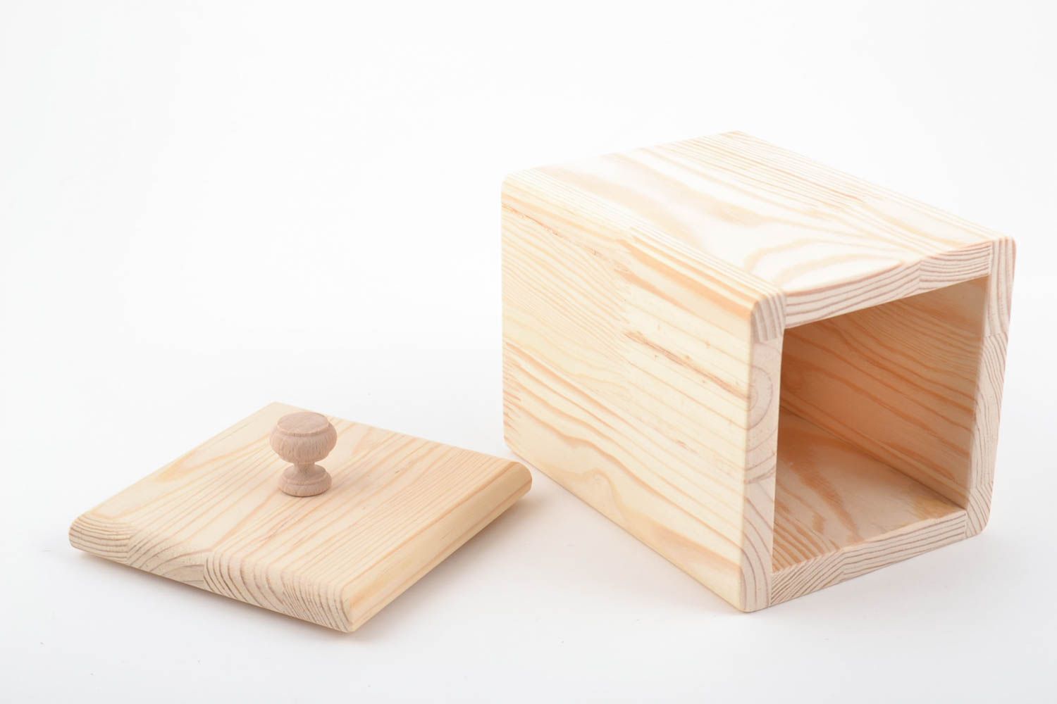 Holz Box Rohling zum Bemalen für Decoupage quadratisch handgemacht geschnitzt foto 3
