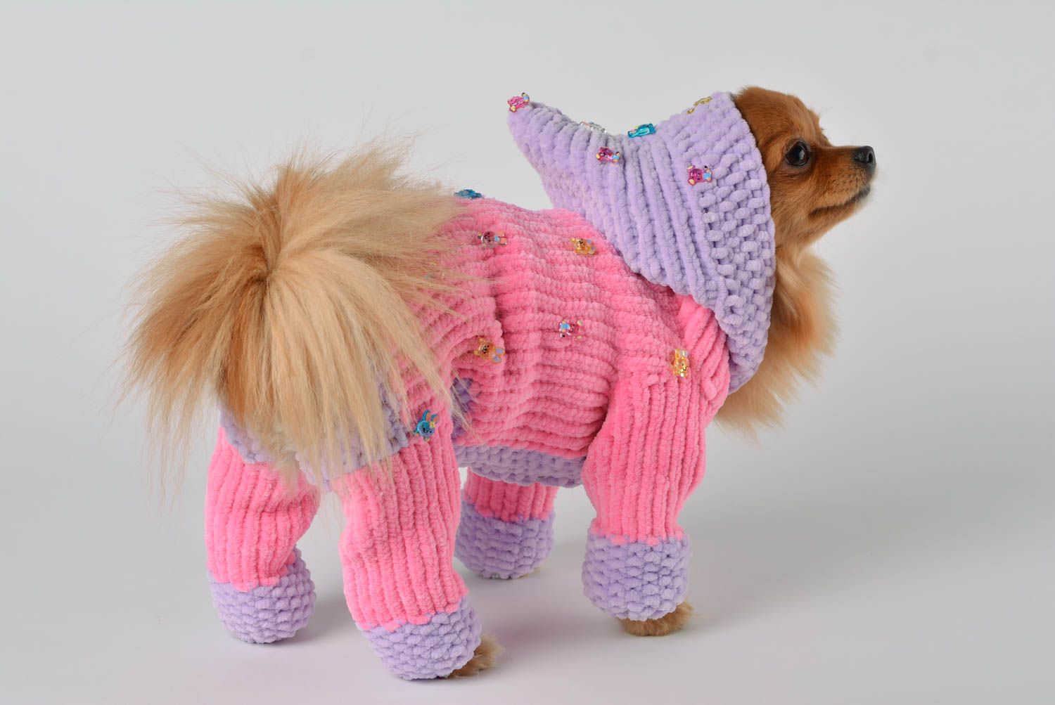 Handmade knitted suit for pets designer unusual present accessory for dogs photo 3