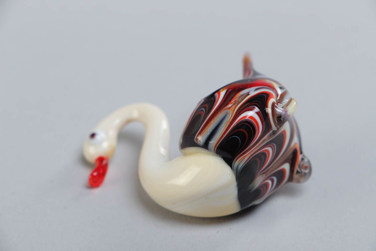 Beautiful unusual colorful handmade lampwork glass figurine of swan photo 4