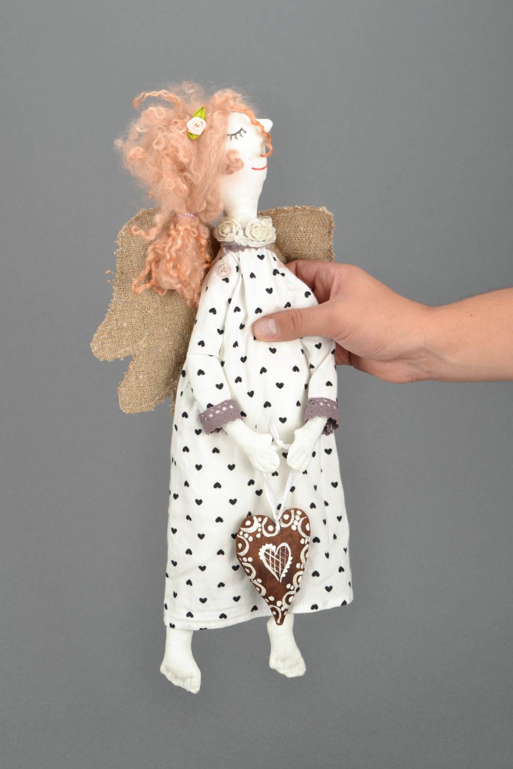 Homemade soft doll Angel with a Heart photo 2