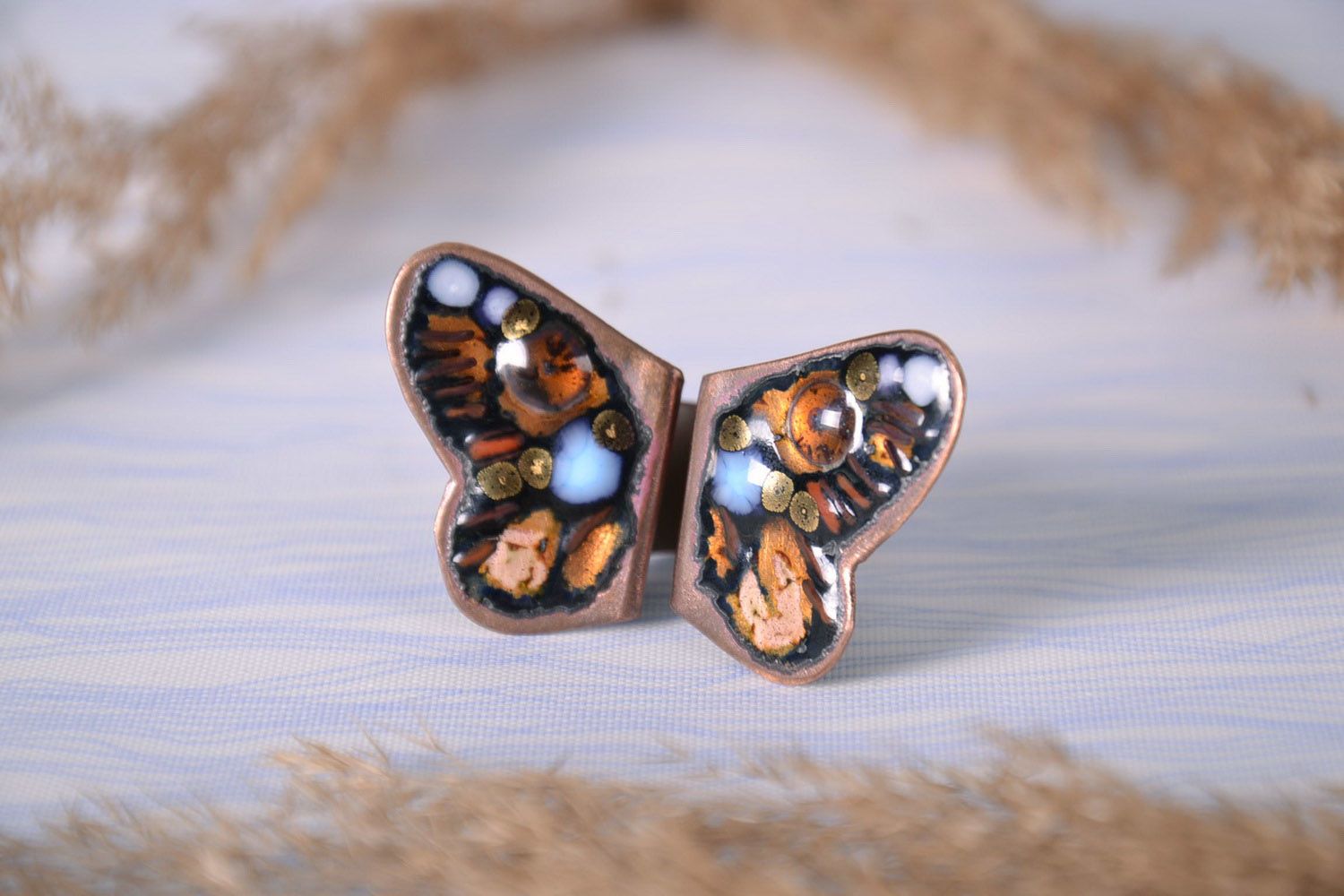 Schöner Ring aus Kupfer Schmetterling foto 1