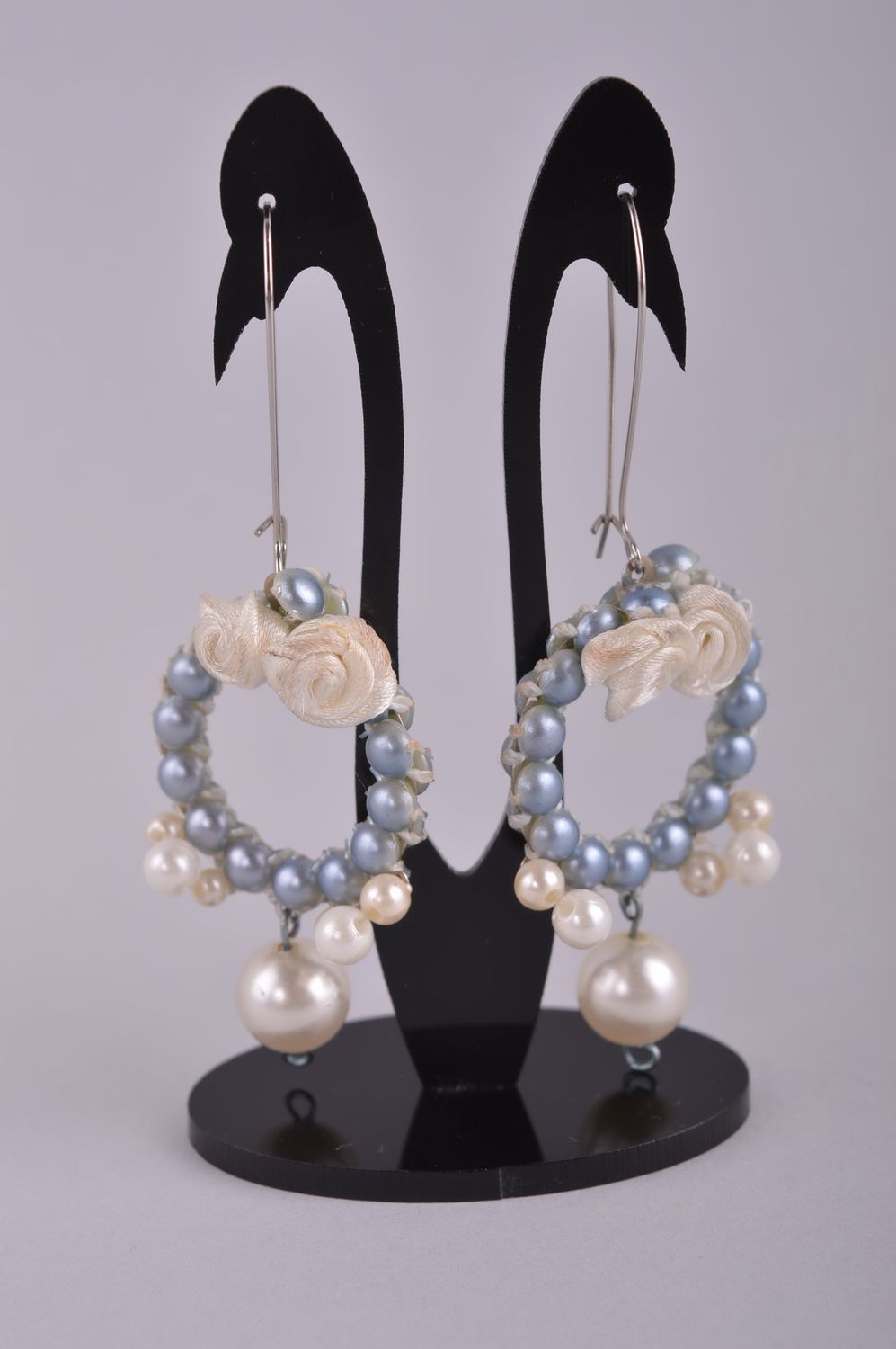 Glasperlen Ohrringe handgefertigt Damen Schmuck Ohrhänger Modeschmuck mit Blumen foto 2