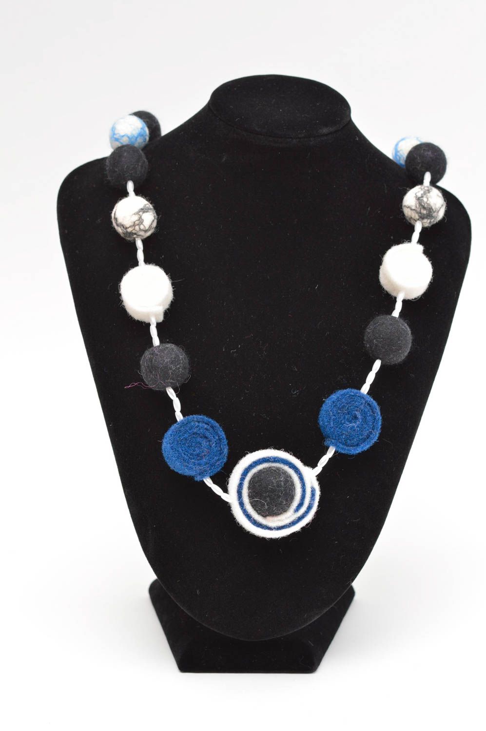 Handmade beads designer beads woolen beads unusual accessory gift for girl photo 1